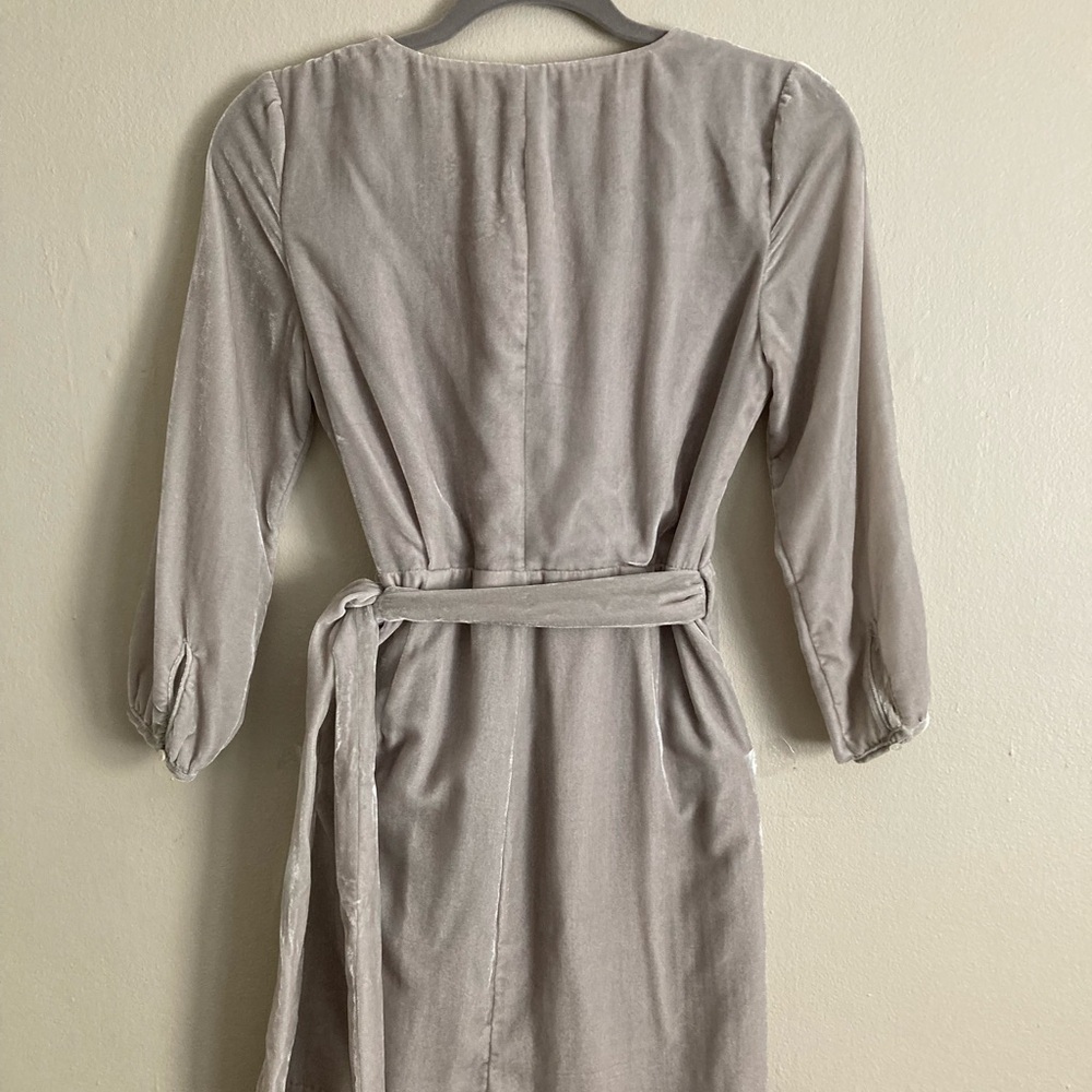 J. Crew Silver Velvet Wrap Mini Dress - Picture 4 of 4